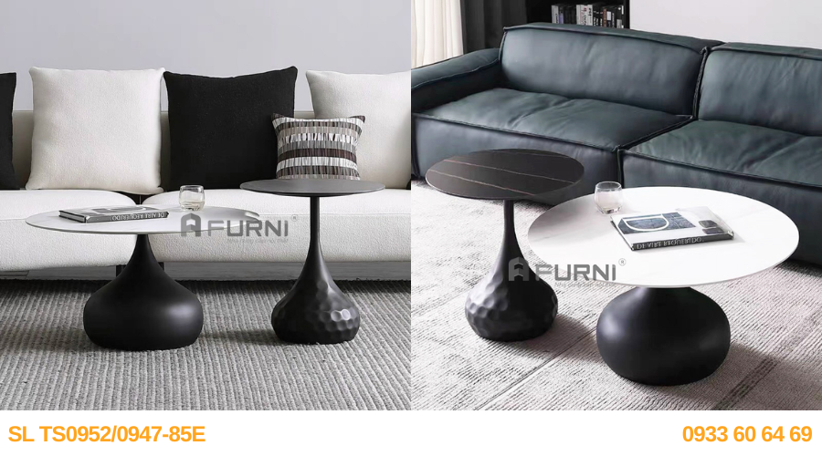Bộ bàn trà tròn cao thấp chân bầu SL TS0952/0947-85E