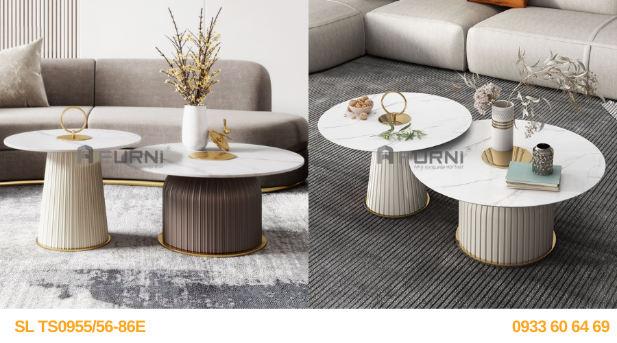 Bộ đôi bàn sofa cao thấp sang trọng cho không gian tiếp khách SL TS0955/56-86E