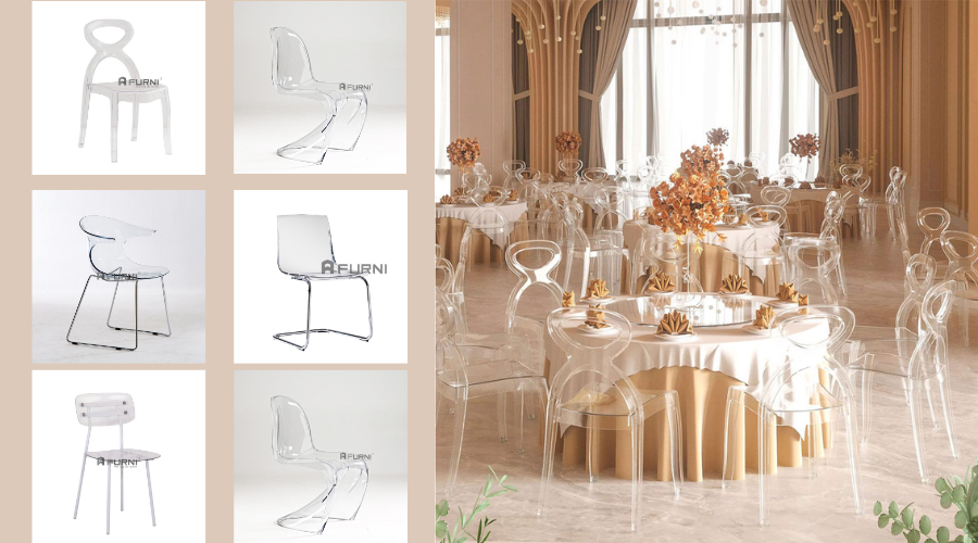 Ghế ăn ghế nhà hàng nhựa trong suốt hiện đại