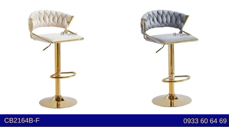 Ghế bar chân vàng nệm nhung nhiều màu sang trọng CB2164B-F