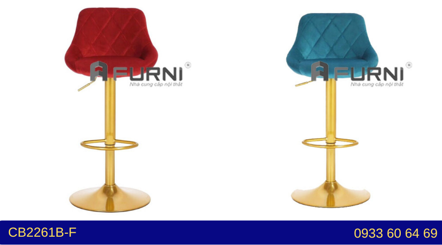 Ghế bar thân vải chân sơn tĩnh điện màu vàng CB2261B-F