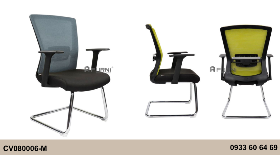 Ghế phòng họp lưng lưới chân quỳ cố định khung nhựa CV080005-P