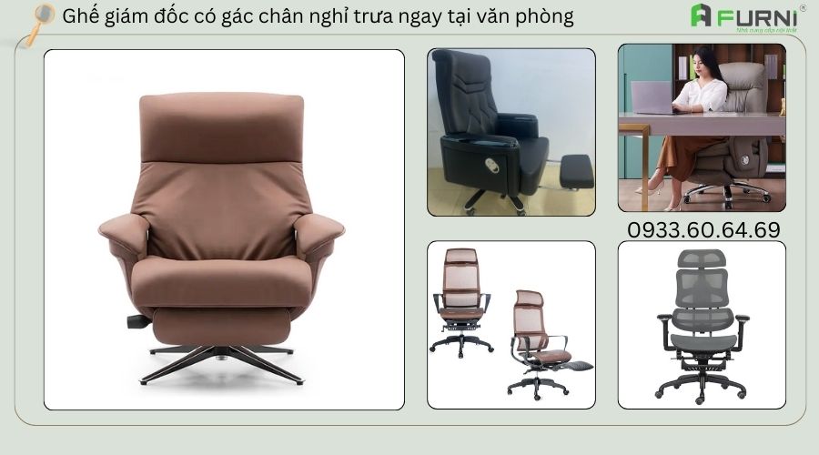 Ghế giám đốc có gác chân nghỉ trưa ngay tại văn phòng