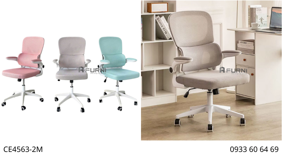 Ghế lưới học bài lưng trung khung trắng CE4563-2M