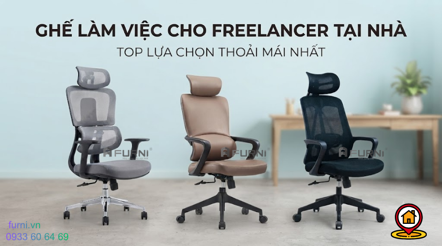 Ghế làm việc cho freelancer tại nhà đẹp thoải mái chống mỏi lưng