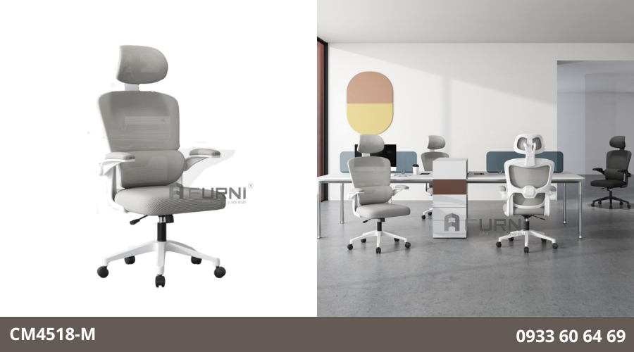 Ghế lưới văn phòng có tựa đầu tay xếp gọn nhập khẩu CM4518-M