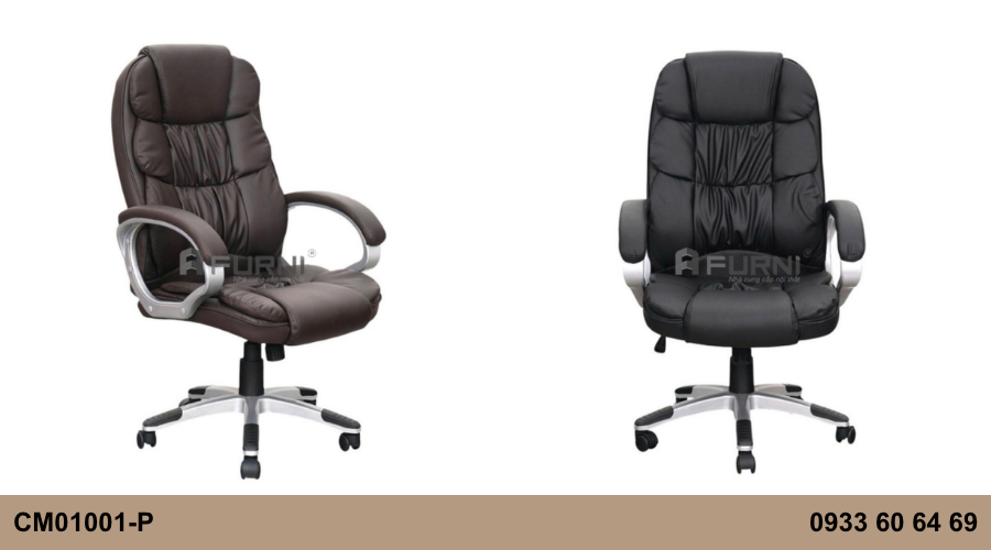 Ghế làm việc nệm dày tay ốp da sang trọng CM01001-P