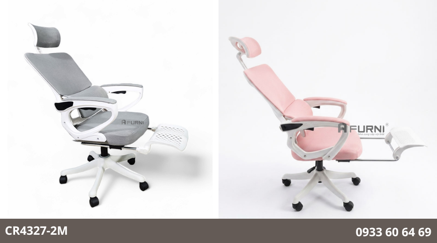 Ghế làm việc có gác chân lưng lưới cao nhập khẩu CR4327-2M