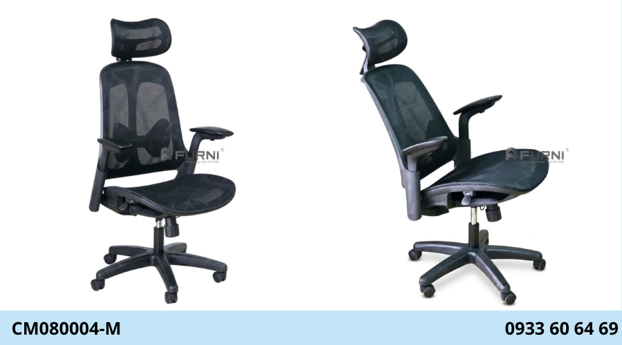 Ghế văn phòng khung nhựa lưng lưới có tay điều chỉnh CM080004-M
