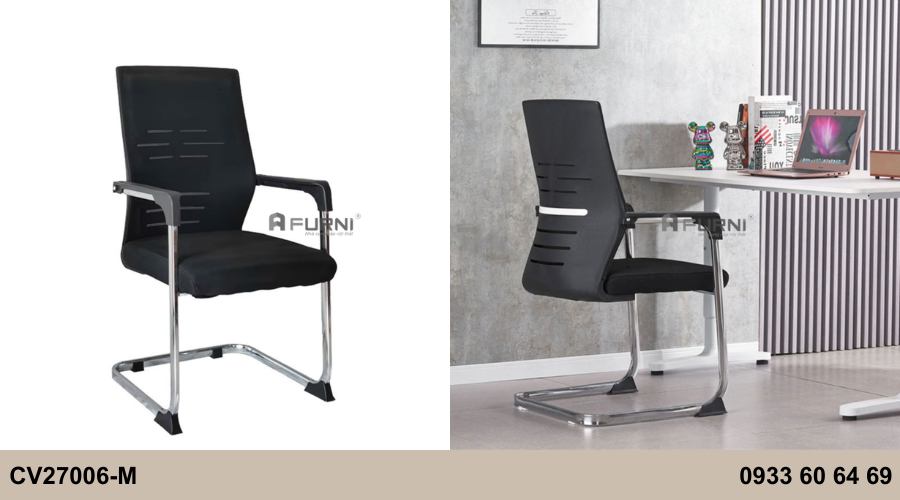 Ghế lưới phòng họp chân quỳ cố định khung nhựa CV27006-M