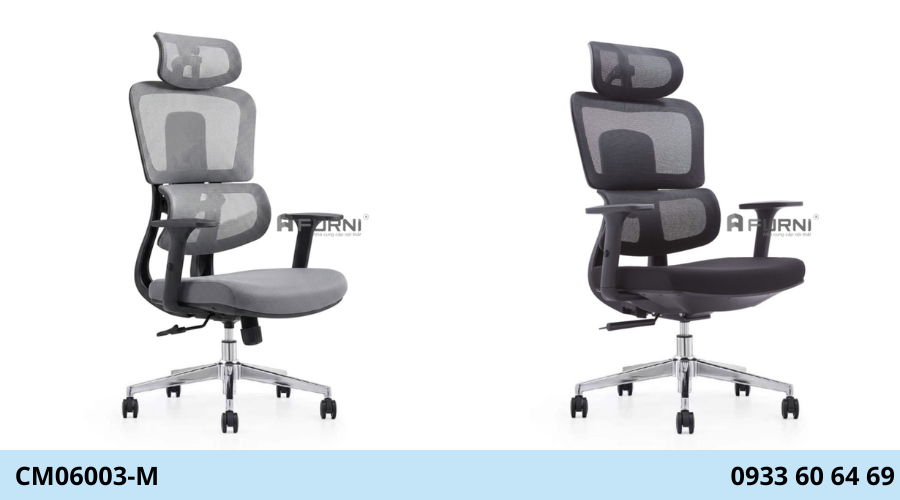 Ghế lưới văn phòng lưng cao có tựa đầu nệm vải CM06003-M
