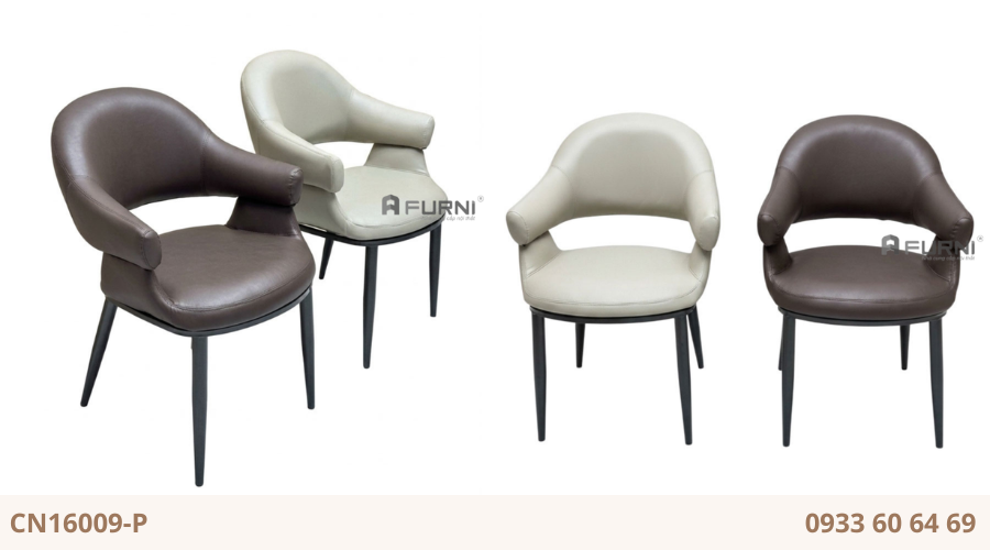 Ghế nhà hàng có tay nệm dày bọc da PU sang trọng CN16009-P