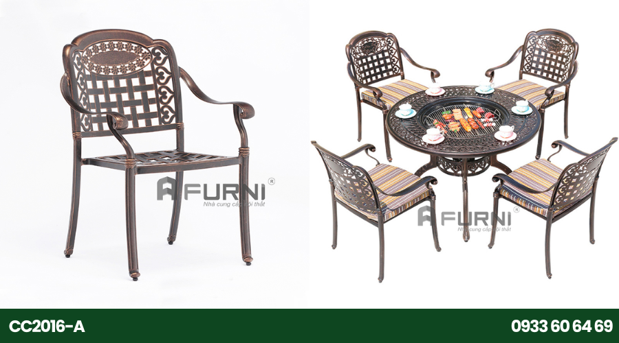 Ghế sân vườn ngoài trời đẹp có tay vịn phong cách cổ điển CC2016-A