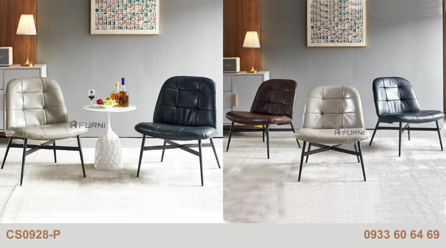 Ghế sofa tiếp khách nhỏ gọn nệm da CS0928-P