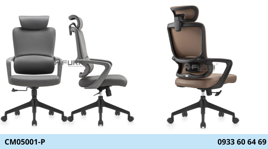 Ghế văn phòng nệm PU có tựa đầu lưng gật gù hiện đại CM05001-P