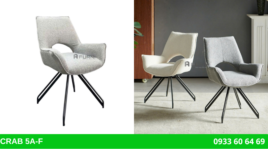 Ghế xoay nệm vải lông cừu CRAB 5A-F