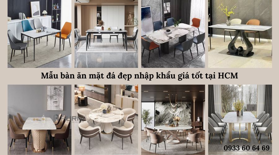 Mẫu bàn ăn mặt đá đẹp nhập khẩu giá tốt tại HCM