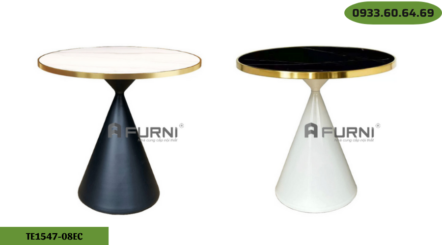 Bàn cafe mặt đá viền vàng chân sắt sơn tĩnh điện TE1547-08EC