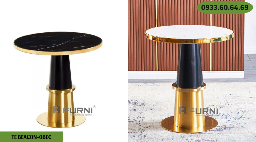 Bàn tiếp khách mặt đá viền vàng TE BEACON-06EC