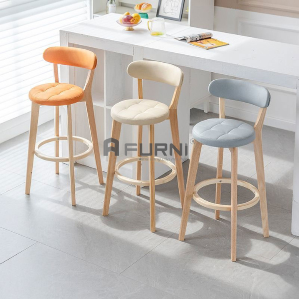 Ghế quầy bar cố định khung gỗ lưng tựa CB BEE-62W