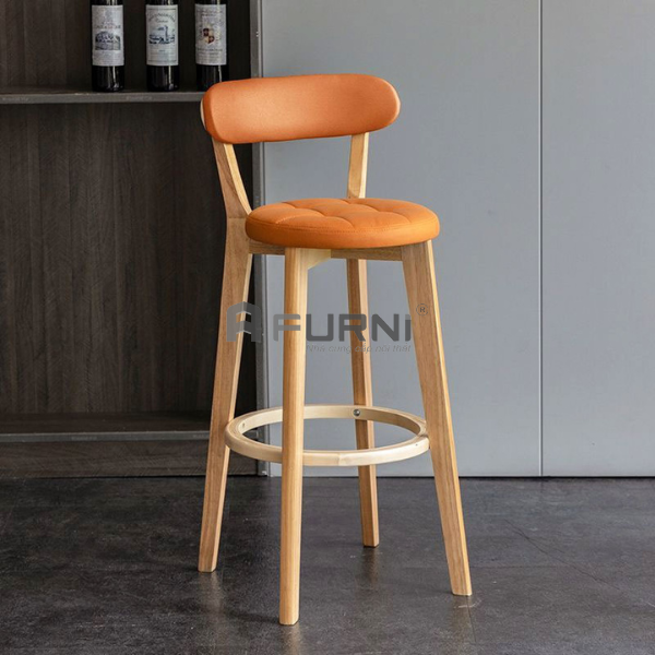 Ghế quầy bar gỗ bọc nệm có lưng tựa CB BEE-72W