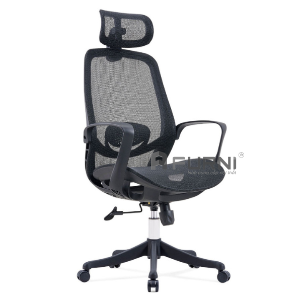 Ghế văn phòng lưng lưới đen khung đen CM4558-M