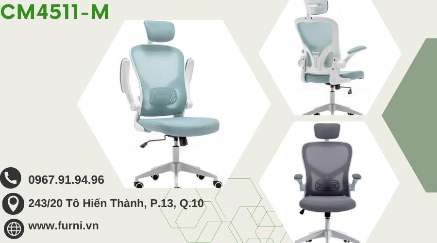 Ghế xoay văn phòng lưng cao có tựa đầu thoải mái CM4511-M