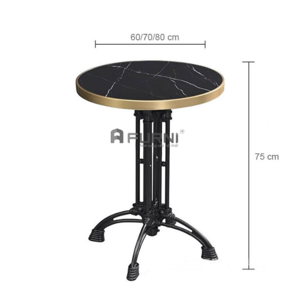 Bàn cafe mặt đá tròn viền vàng TE07003-06EC