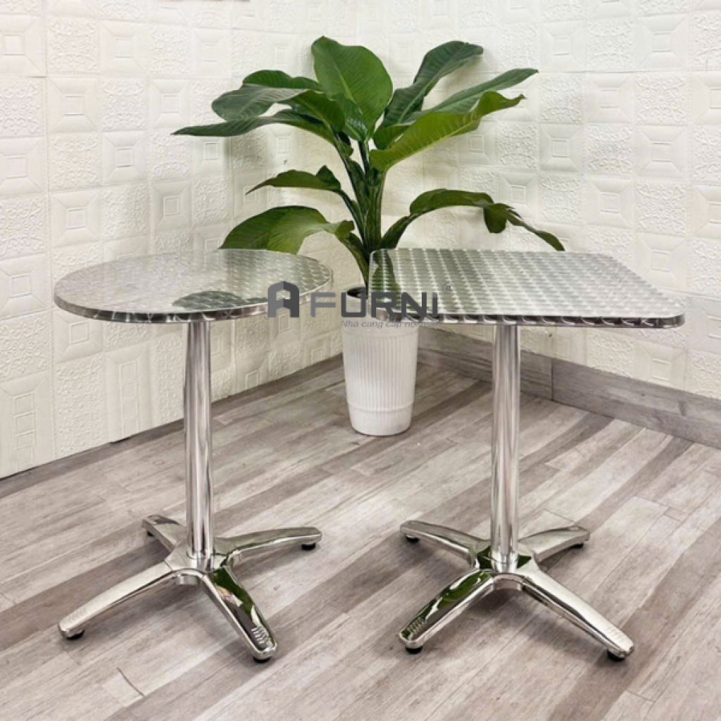 Bàn cafe ngoài trời mặt inox hiện đại TE07001-06N