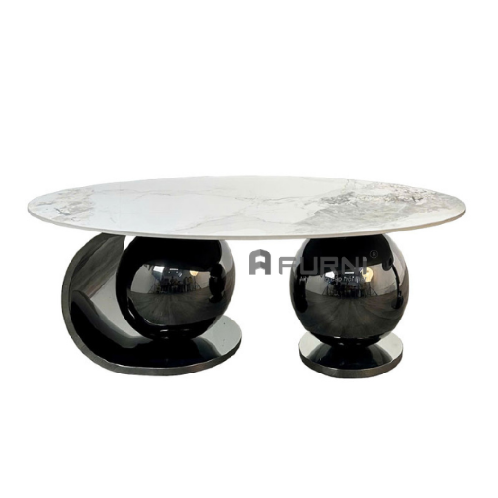 Bàn sofa mặt đá Oval hiện đại