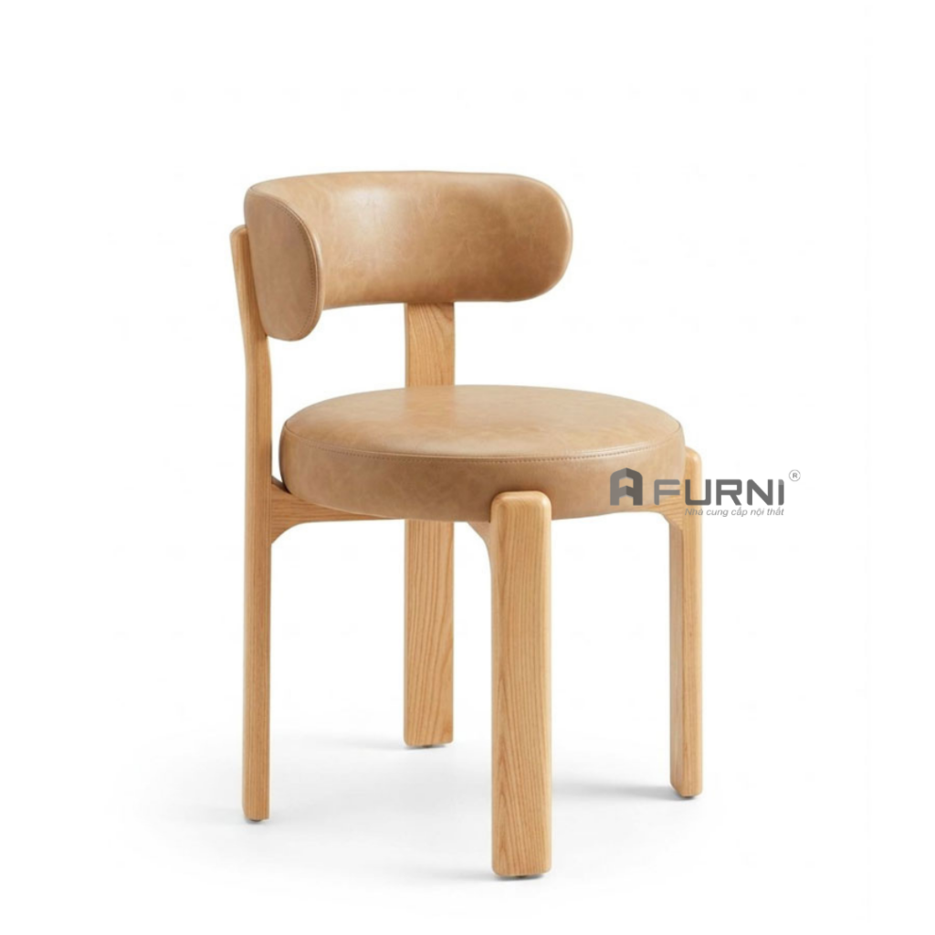 Ghế ăn khung gỗ tựa lưng bo cong hiện đại CN12 Ranite-F
