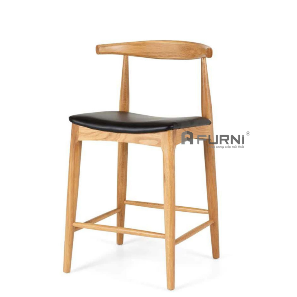 Ghế đảo bếp khung gỗ có lưng tựa CB11 BULL-65P
