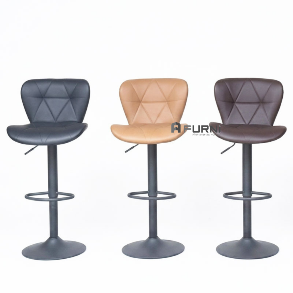 Ghế đảo bếp nệm bọc da chân đen hiện đại CB2126A-P