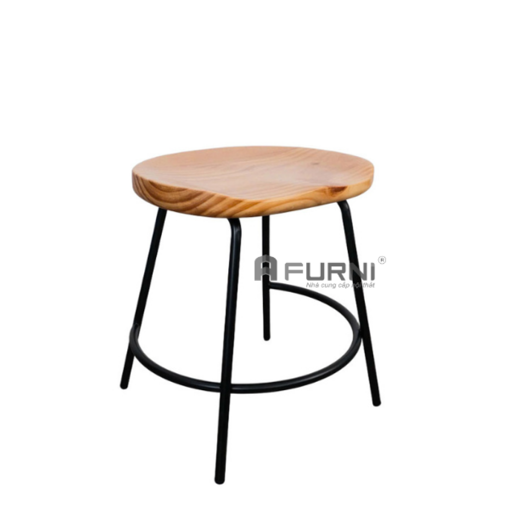 Ghế đôn mặt gỗ chân sắt