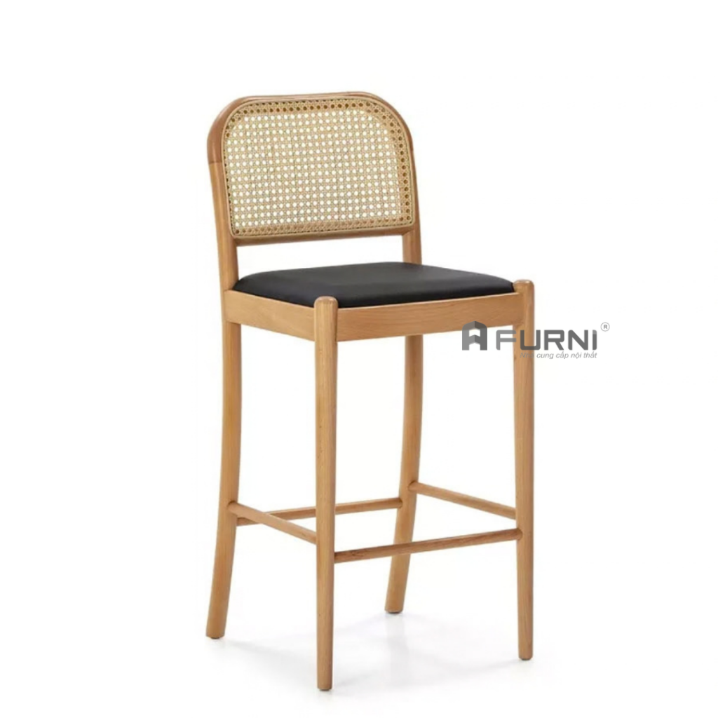 Ghế bar lưng tựa đan mây