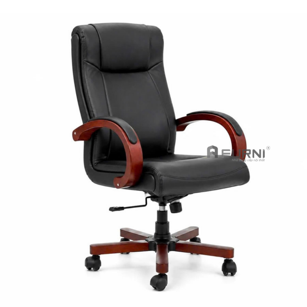 Ghế giám đốc chân gỗ nhỏ gọn