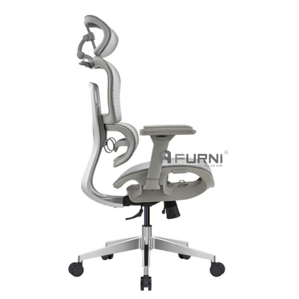 Ghế văn phòng lưng lưới cao màu xám hiện đại CM06001-2M