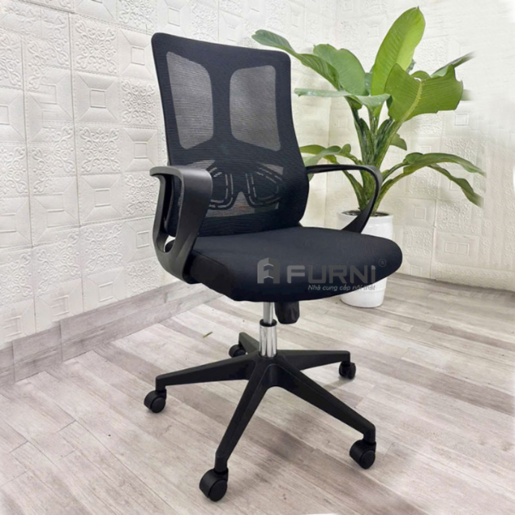 Ghế xoay văn phòng lưng trung lưới chân nhựa CE07001-M